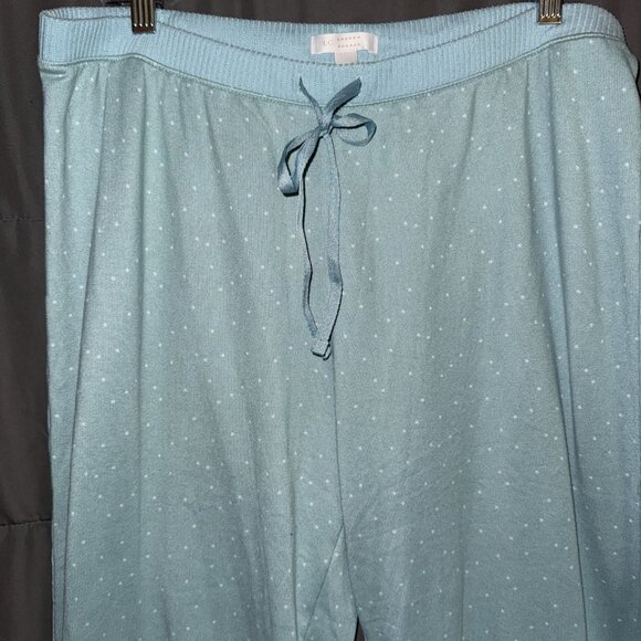 Lauren Conrad LC Sleep Pants Large Pajama Lounge Green Blue Drawstring Comfy - Picture 4 of 5